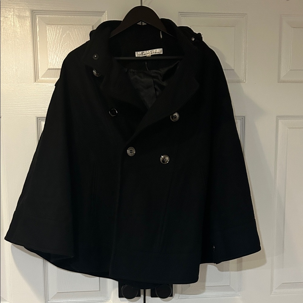 Kenneth Cole New York Black Double-Breasted Cape